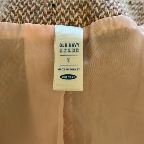Old Navy Tweed women’s size Small Blazer Pink w/ grey, cream, taupe fabric - Picture 8 of 13